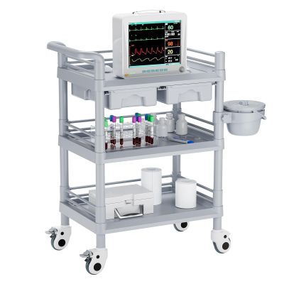Awjaisca Beauty Cart & Instrument Trolley Combo - Mobile 2-Drawer & 1-Dirt Bucket Cart, 3-Tier Salon Rolling Trolley with 4 Ultra-Silent Wheels: Perfect for Organizing 1