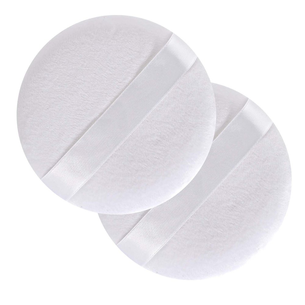2pcs large Body Powder puff 5 inch Body Powder Puff cotton super soft Powder puff Large Washable Round Bodys Powder Puff (White)