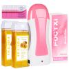 FOCTXI Hair Removal Kit for Hair Removal for Women and Men with Strip, Roll On Wax Kit with 2 Honey Soft Wax Cartridge & 100 Non-Woven Wax Strips, at Home Waxing Kit for Women, Soft, Yellow view 1