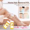FOCTXI Hair Removal Kit for Hair Removal for Women and Men with Strip, Roll On Wax Kit with 2 Honey Soft Wax Cartridge & 100 Non-Woven Wax Strips, at Home Waxing Kit for Women, Soft, Yellow view 3