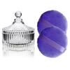 2 Pack Extra Large 5.2" Purple Powder Puffs and 5.3" Glass Container  Oversized Dusting Powder Jar with Puff Powder Holder Case(Clear Glass) view 1