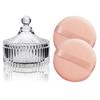 2 Pack Extra Large 5.2" Beige Powder Puffs and 5.3" Glass Container  Oversized Soft Body & Face Large Powder Puff Dusting Powder Jar Holder Case(Clear Glass) view 1