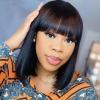 iuscacey Short Straight Hair Bob Wigs 2X4 Swiss Lace Bob Wig Human Hair Wig with Bangs Remy Full Machine Made Wig for Women,10inches view 3