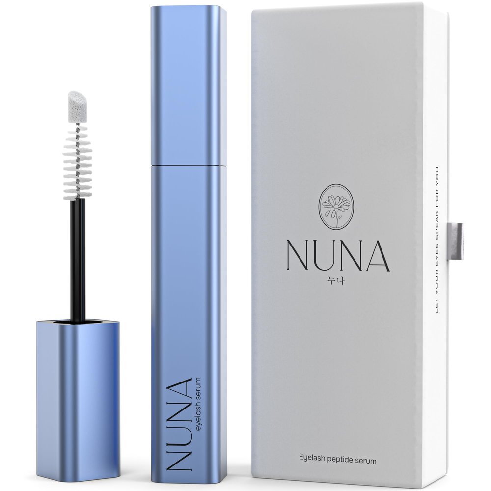 NUNA Eyelash Growth Support Serum 6ml  Eye Lash and Eyebrow Enhancing Serum for Women & Men with Biotin - Korean Multi Peptide & Natural Extracts  Promotes Fuller and Longer Lashes - 6 Month Supply