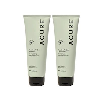 Acure Vivacious Volume Shampoo and Conditioner Set - Thickening & Volumizing Hair Care for Thick, Full Locks, Boost for Thin, Fine Hair, Sulfate Free, Paraben Free, Vegan - 8 fl oz (Pack of 2)
