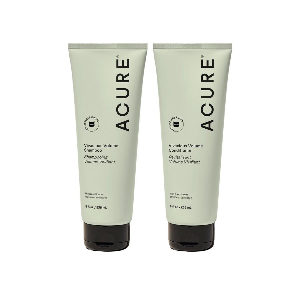 Acure Vivacious Volume Shampoo and Conditioner Set - Thickening & Volumizing Hair Care for Thick, Full Locks, Boost for Thin, Fine Hair, Sulfate Free, Paraben Free, Vegan - 8 fl oz (Pack of 2)