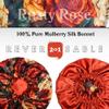 100% Mulberry Silk Bonnet for Women  Handmade in USA, 19 Momme Double-Layer Reversible Hair Wrap, Non-Slip Sleep Cap for Curly & Natural Hair, Luxury Hair Protection (Dusty Rose) view 4
