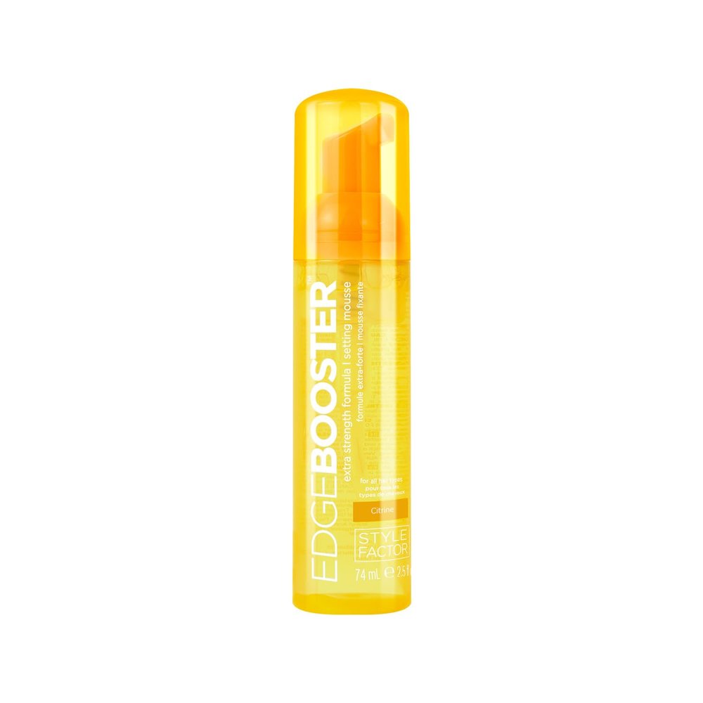 Style Factor EDGE BOOSTER Extra Strength Setting Mousse Travel Size Frizz Control, Extra Volume, and Conditioning 2.5oz Citrine Mousse for Curly Hair
