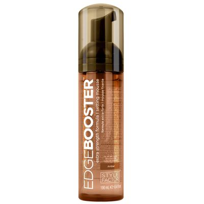 Style Factor EDGE BOOSTER Extra Strength Setting Mousse  Frizz Control, Extra Volume, and Conditioning  6.4oz Amber Mousse for Curly Hair