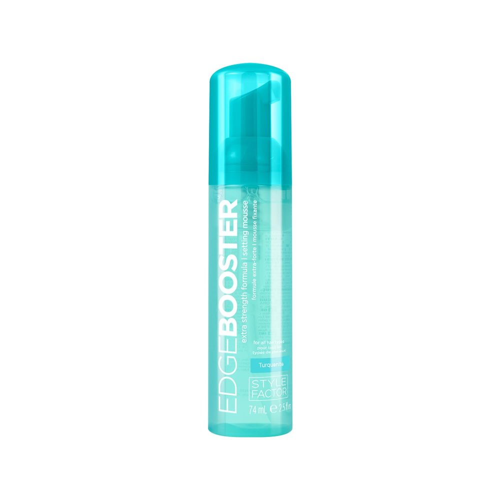 Style Factor EDGE BOOSTER Extra Strength Setting Mousse Travel Size  Frizz Control, Extra Volume, and Conditioning  2.5oz Turquenite Mousse for Curly Hair