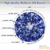 100% Mulberry Silk Bonnet for Sleeping Women - Handmade in USA 19 Momme Double Layer Reversible Silk Hair Wrap, Non-Slip Bonnet for Curly & Natural Hair, Luxury Hair Protection (Blue Butterfly) view 3