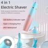 PanniOhye 4-in-1 Electric Facial Hair Trimmer for Women, Rechargeable Waterproof Eyebrow Epilator with Multiple Heads, Blue and Pink Gradient view 2