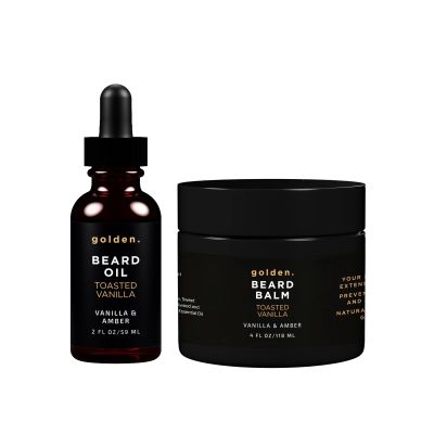 Golden Grooming Beard Bundle for Black Men | Natural Beard Growth Kit with Shea Butter (XL, Toasted Vanilla)