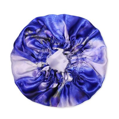 100% Mulberry Silk Bonnet for Sleeping Women - Handmade in USA 19 Momme Double Layer Reversible Silk Hair Wrap, Non-Slip Bonnet for Curly & Natural Hair, Luxury Hair Protection (Lavender Indigo)