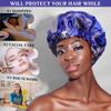 100% Mulberry Silk Bonnet for Sleeping Women - Handmade in USA 19 Momme Double Layer Reversible Silk Hair Wrap, Non-Slip Bonnet for Curly & Natural Hair, Luxury Hair Protection (Lavender Indigo) view 2