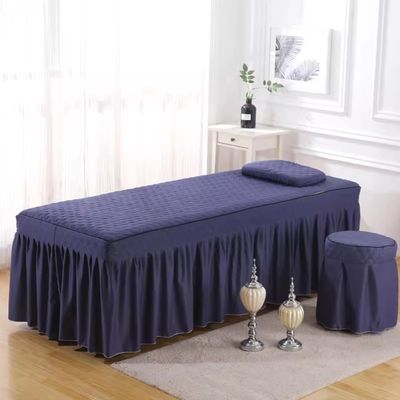 Blue,190 * 80cm(S),LDLCYCN Massage Table Skirt Spa Bed Cover with Breath Hole Soft Beauty Salon Massage Table Cover with Skirt Beauty Bed Cover with Pocket for Tattoo Bed Square Head