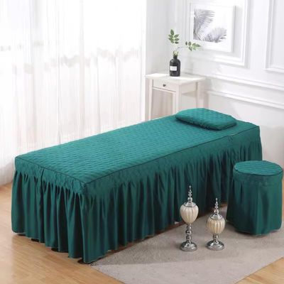 Green/b,190 * 70cm(R),LDLCYCN Massage Table Skirt Spa Bed Cover with Breath Hole Soft Beauty Salon Massage Table Cover with Skirt Beauty Bed Cover with Pocket for Tattoo Bed Square Head