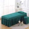 Green/b,190 * 70cm(R),LDLCYCN Massage Table Skirt Spa Bed Cover with Breath Hole Soft Beauty Salon Massage Table Cover with Skirt Beauty Bed Cover with Pocket for Tattoo Bed Square Head view 1