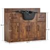 BarberPub Multi-Functional Shampoo Backwash Sink Station, Beauty Salon Cabinet with Faucet Sprayer, Barber Shop Storage Equipment 45.3" x 14.1'' x 36.4" 7139 (Rust Brown) view 2