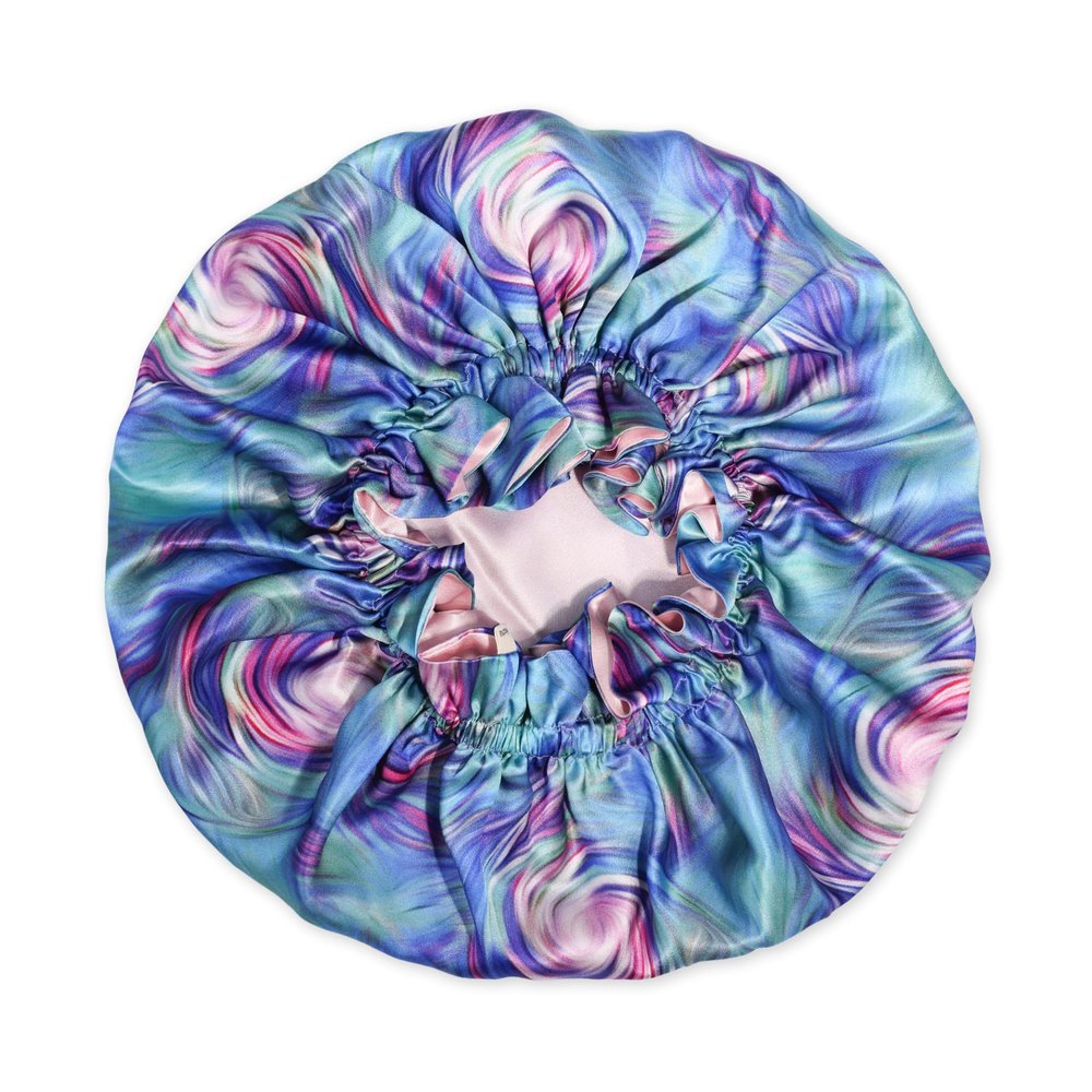100% Mulberry Silk Bonnet for Women  Handmade in USA, 19 Momme Double-Layer Reversible Hair Wrap  Non-Slip Bonnet for Curly & Natural Hair, Luxury Silk Sleep Cap for Hair Protection (Lollipop)