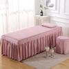 Pink,185 * 70cm(S),LDLCYCN Massage Table Skirt Spa Bed Cover with Breath Hole Soft Beauty Salon Massage Table Cover with Skirt Beauty Bed Cover with Pocket for Tattoo Bed Square Head view 1