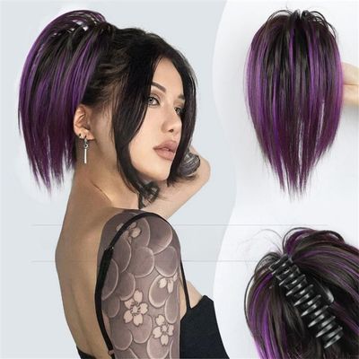 huangtinghui0802 Bun, Fluffy Chicken Coop Wig Clip - Hot Girl Hair, Lazy Styling for Women(Purple)