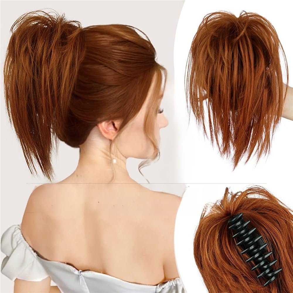Bun, Fluffy Chicken Coop Wig Clip - Hot Girl Hair, Lazy Styling for Women(Brown)