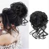 Bun, Wig ball head women's fashion big grip long beard messy curly hair Ring women's hair bun curly hair bag for Women(Golden white) view 3
