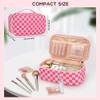 Relavel Makeup Bag, Cute Travel Cosmetic Bag, Small Pink Make Up Bags, Portable Toiletry Storage for Women Girl, Waterproof Makeup Organizer for Gym, Camping, Trip, Daily Use - Rose Red view 2