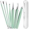 Teenitor 7 Pcs Surgical Grade Blackhead Remover Tools and Pimple Popper Tool Kit, Ingrown Hair Tweezers, Blackhead Tweezers, Precision Tweezers, Pimple Extractor, Light Green view 1