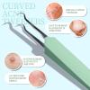 Teenitor 7 Pcs Surgical Grade Blackhead Remover Tools and Pimple Popper Tool Kit, Ingrown Hair Tweezers, Blackhead Tweezers, Precision Tweezers, Pimple Extractor, Light Green view 3