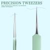 Teenitor 7 Pcs Surgical Grade Blackhead Remover Tools and Pimple Popper Tool Kit, Ingrown Hair Tweezers, Blackhead Tweezers, Precision Tweezers, Pimple Extractor, Light Green view 4
