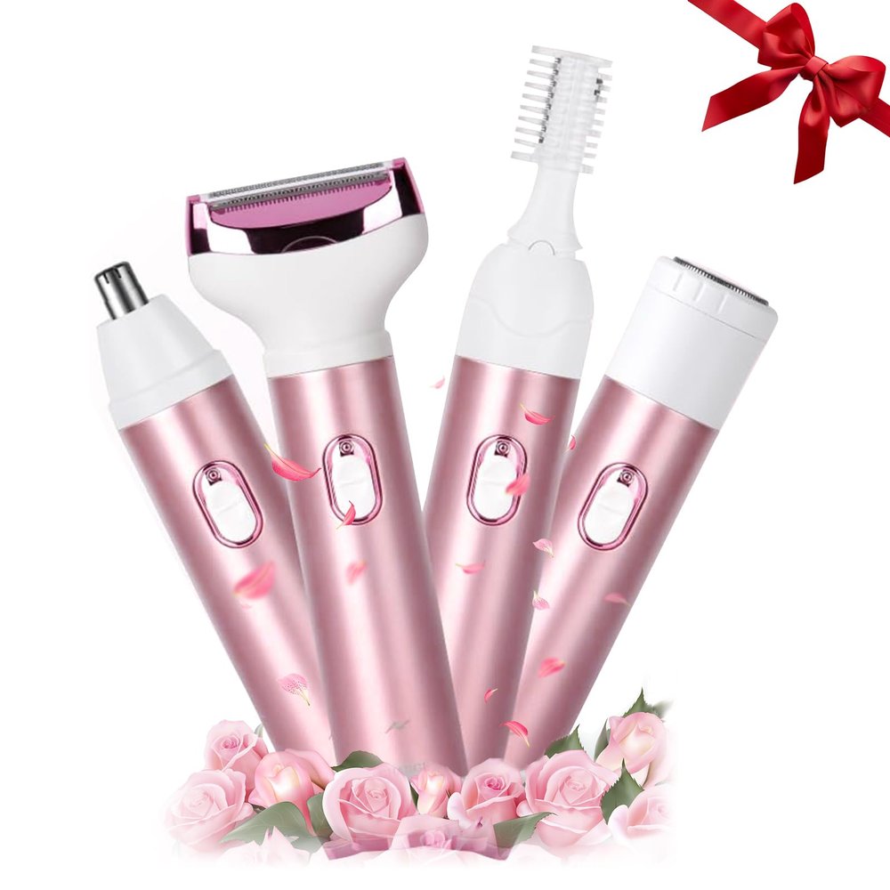 Wet & Dry Electric Razor for Women Body Razors 4-in-1 Facial Hair Remover Electric Shaver and Facial Hair Remover Painless Ladies Body Razors for Nose Face Body Leg Bikini Arm Hair