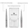 Beauty Power Professional Tweezers Set  Slant & Point, Ultra Precision German Stainless Steel Tweezers for Eyebrows, Chin, Ingrown Hair & Facial Grooming  Lightweight with Travel Case (Matte Grey) view 2