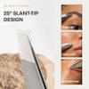 Beauty Power Professional Tweezers Set  Slant & Point, Ultra Precision German Stainless Steel Tweezers for Eyebrows, Chin, Ingrown Hair & Facial Grooming  Lightweight with Travel Case (Matte Grey) view 3