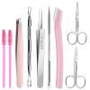 Teenitor Facial Tools Kit with Blackhead Remover Tweezers, Ingrown Hair Tweezers, Pimple Extractor Acne Treatment Tool, Eyebrow Scissors, Razor, Brush view 1