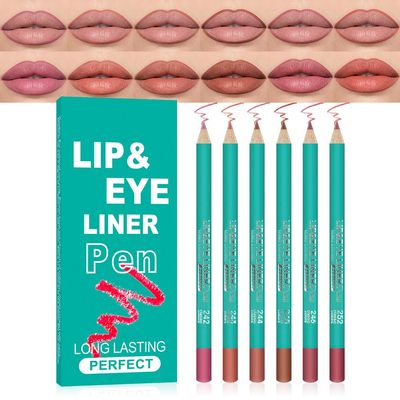 6 Pcs Ultra Silky Lip Liner Lipstick Pencils Set for Shaping & Sculpting Lips, Creamy Matte Velvet Pigmented Crayon (6Pcs-Matte Creamy Smoothly-A, Pack of 1)
