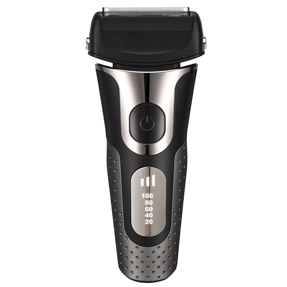 LUSTRA FASHION Electric Razor for Men, Rechargeable Wet/Dry Foil Shaver, Led Display Ipx6 Waterproof Men's Electric Shaver with Pop-Up Trimmer (Black)