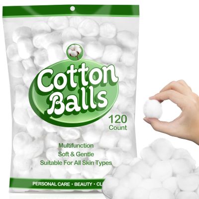 MAQIHAN 120 Count Cotton Balls Bulk - Cottonballs Medium Size Pure
