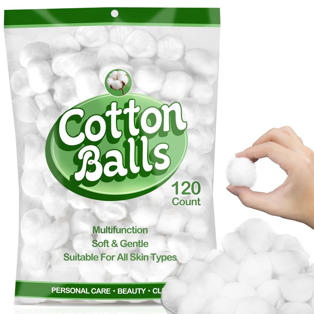 MAQIHAN 120 Count Cotton Balls Bulk - Cottonballs Medium Size Pure
