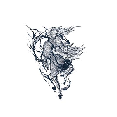 2pcs back flower arm unicorn juice tattoo sticker, semi-permanent tattoo, realistic fake tattoo