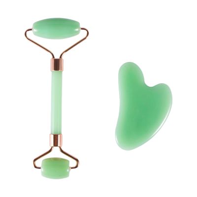 2pcs Scraping Facial Tool Valentine's Day Gift, Includes Roller and Scraping Set Massage Tool Jawline Sculptor Facial Contour Sculpting Tool for Your Skin Care Routine (Light Green Set)