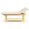 pouseayar Wood Wide Stationary Massage Table for Treatment Table Physical Therapy Table Spa Facial Bed, PU Leather 31.5'' Wide  75'' Long - Beige Gray, 4-Legged Integral Structure view 2