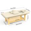 pouseayar Wood Wide Stationary Massage Table for Treatment Table Physical Therapy Table Spa Facial Bed, PU Leather 31.5'' Wide  75'' Long - Beige Gray, 4-Legged Integral Structure view 3