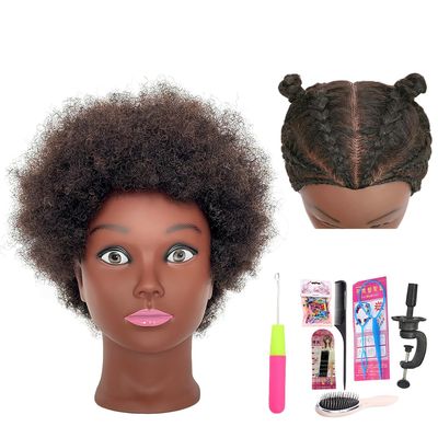 100% Human Hair Mannequin Head for Braiding Practice - Kinky Curly Afro Textured Manikin for Cosmetology, Bleaching & Dyeing