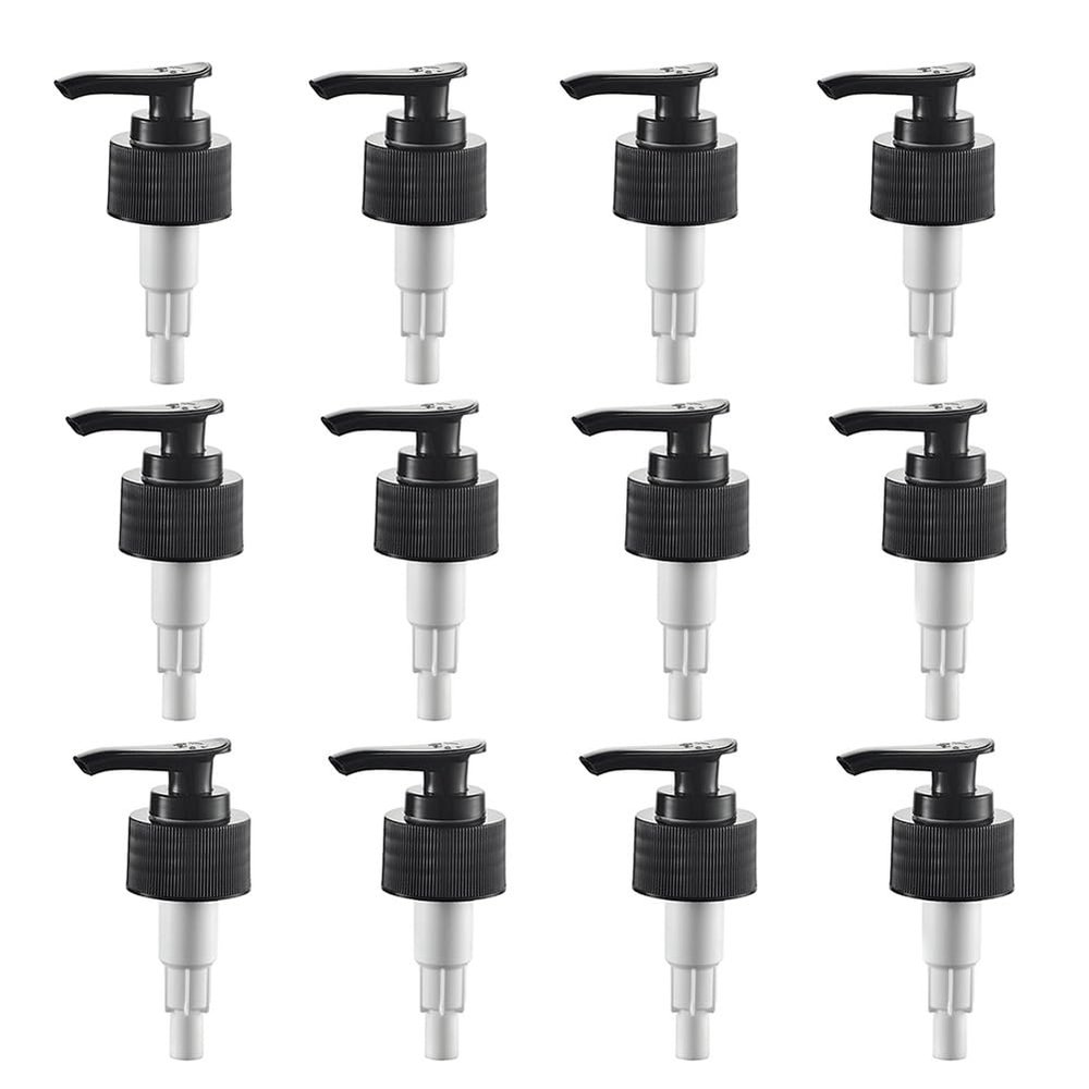 12 Pcs Black Plastic Soap Dispenser Pump Replacement Lotion Pump Heads for 24/410 Threaded Neck Bottles Compatible with Soap Lotion Shampoo Liquid Hand Wash Dispensers