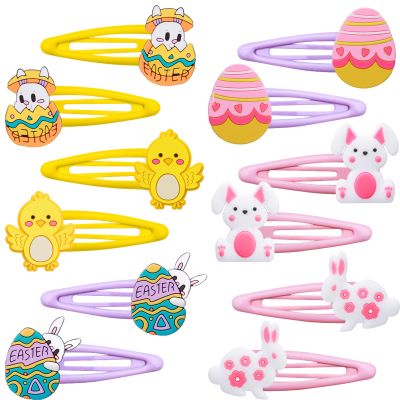 12PCS Easter Hair Clip for Women Easter Bunny Hair Clip Hairpin Cartoon Rabbit Chicks Eggs Bangs Barrettes Hair Clips for Girls Colorful No Slip Snap Hair Accessories for Easter Day Gift