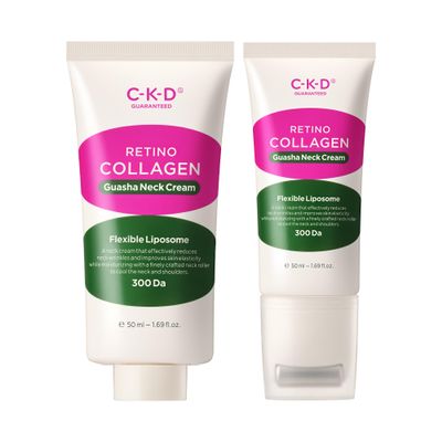 CKD Retinol Collagen Gua Sha Neck Cream with Refill  Firming & Lifting Anti-Aging Neck & Jawline Cream Duo Reduces Wrinkles, Tightens Skin, Boosts Collagen Korean Skin Care, 1.69 fl oz x 2