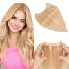 Halo Hair Extensions Real Human Hair, MY-LADY Adjustable Halo Extensions Real Human Hair, 12 inch Ash Blonde mix Bleach Blonde Women's Long Straight Hair Invisible Wire Hair Extensions view 1