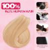 Halo Hair Extensions Real Human Hair, MY-LADY Adjustable Halo Extensions Real Human Hair, 12 inch Ash Blonde mix Bleach Blonde Women's Long Straight Hair Invisible Wire Hair Extensions view 2